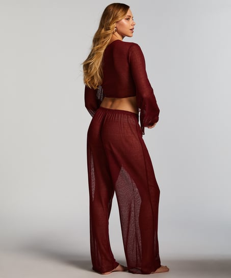 Open Knit Beach Pant, Red