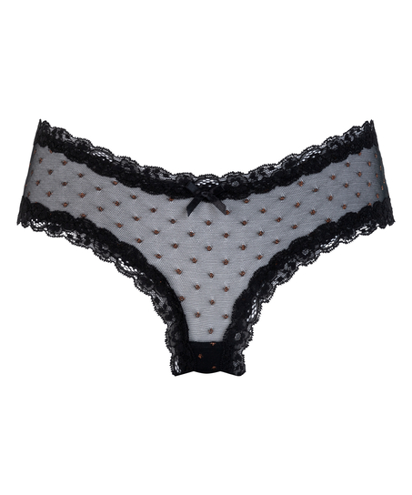 V-shaped Brazilian knickers mesh, Black