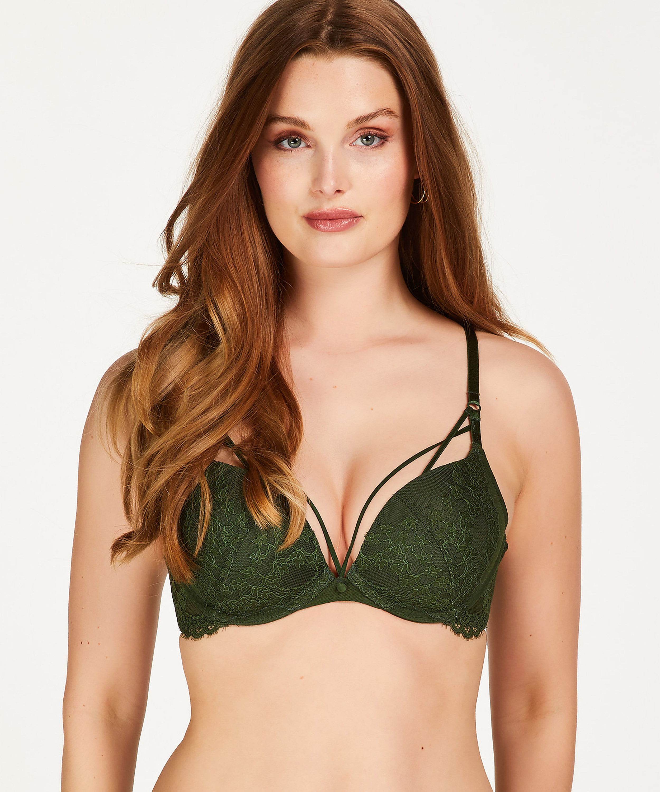 Daisy Padded Underwired Maximizer Bra, Green, main