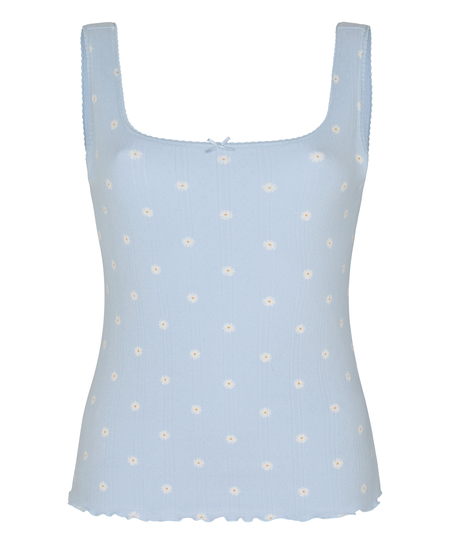 Pointelle Singlet, Blue