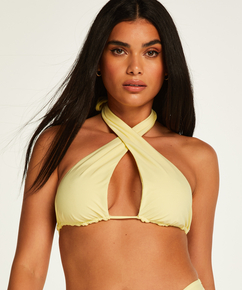 Texture multiway triangle bikini top, Yellow