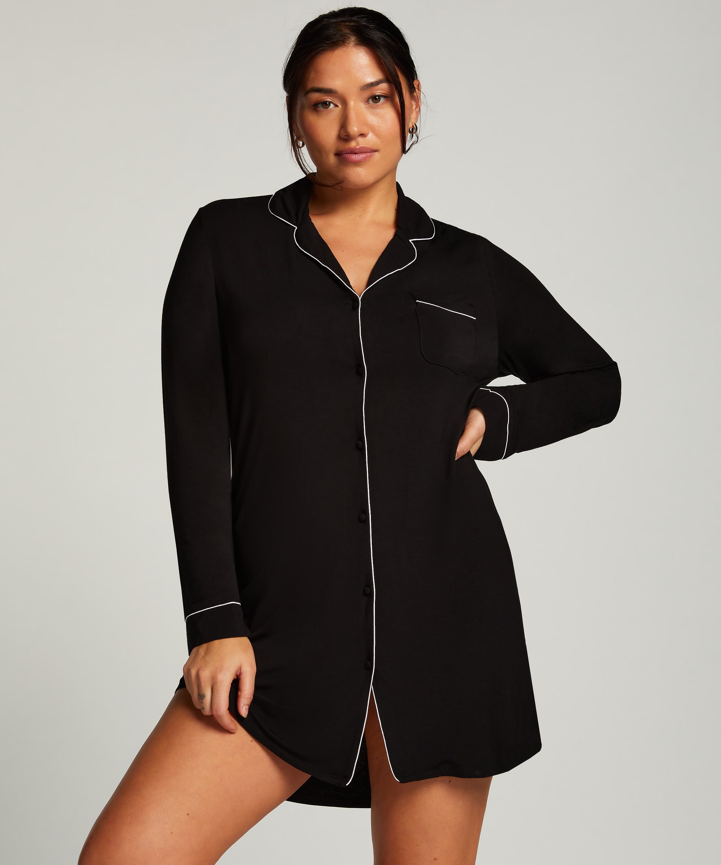 Essential Jersey Shirtdress, Black, main
