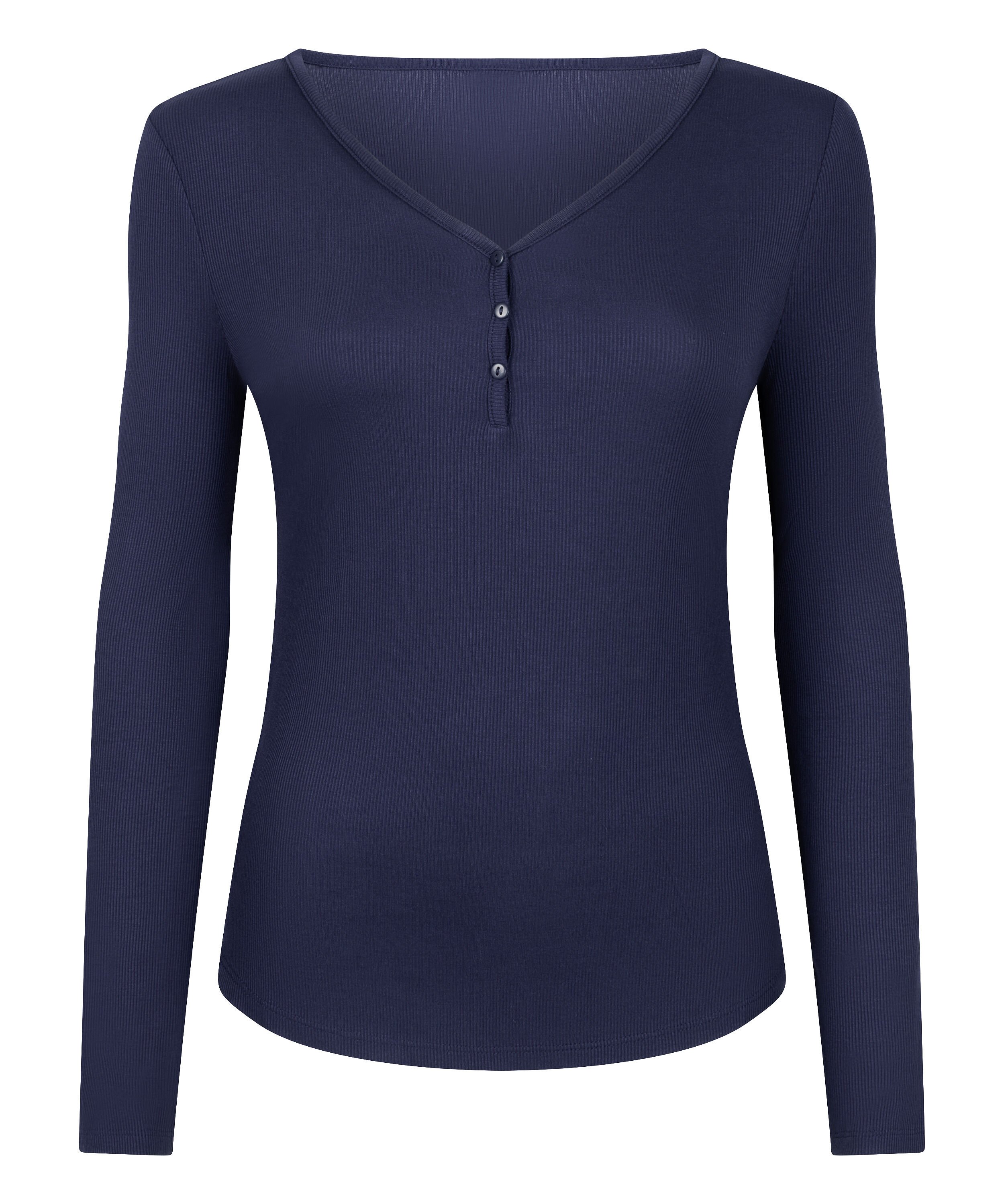 Longsleeved Pyjama Top Henley, Blue