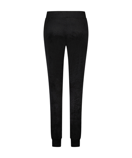 Petite Velours Jogging Bottoms, Black