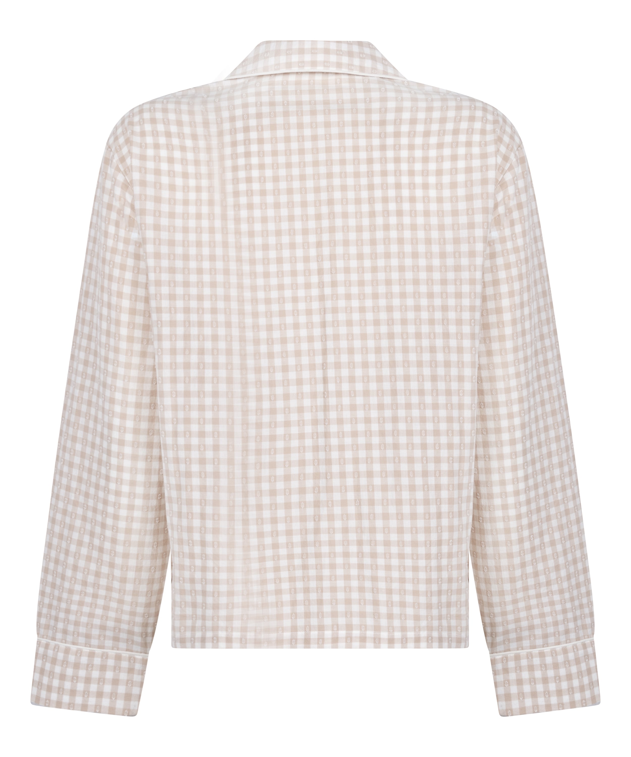 Dobby Pyjama Jacket Woven Cotton, Beige, main