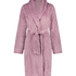 Short Fleece Ribbed Bathrobe, Purple