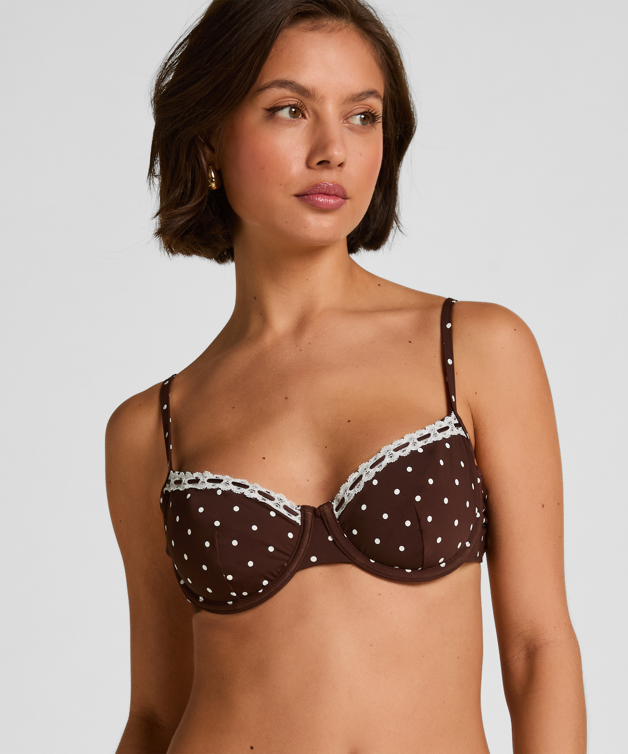 Non-Padded Underwired Bikini Top Algarve, Brown, main