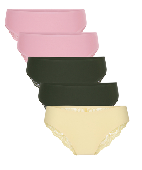 5-pack Invisible Lace Back Brazilian, Pink