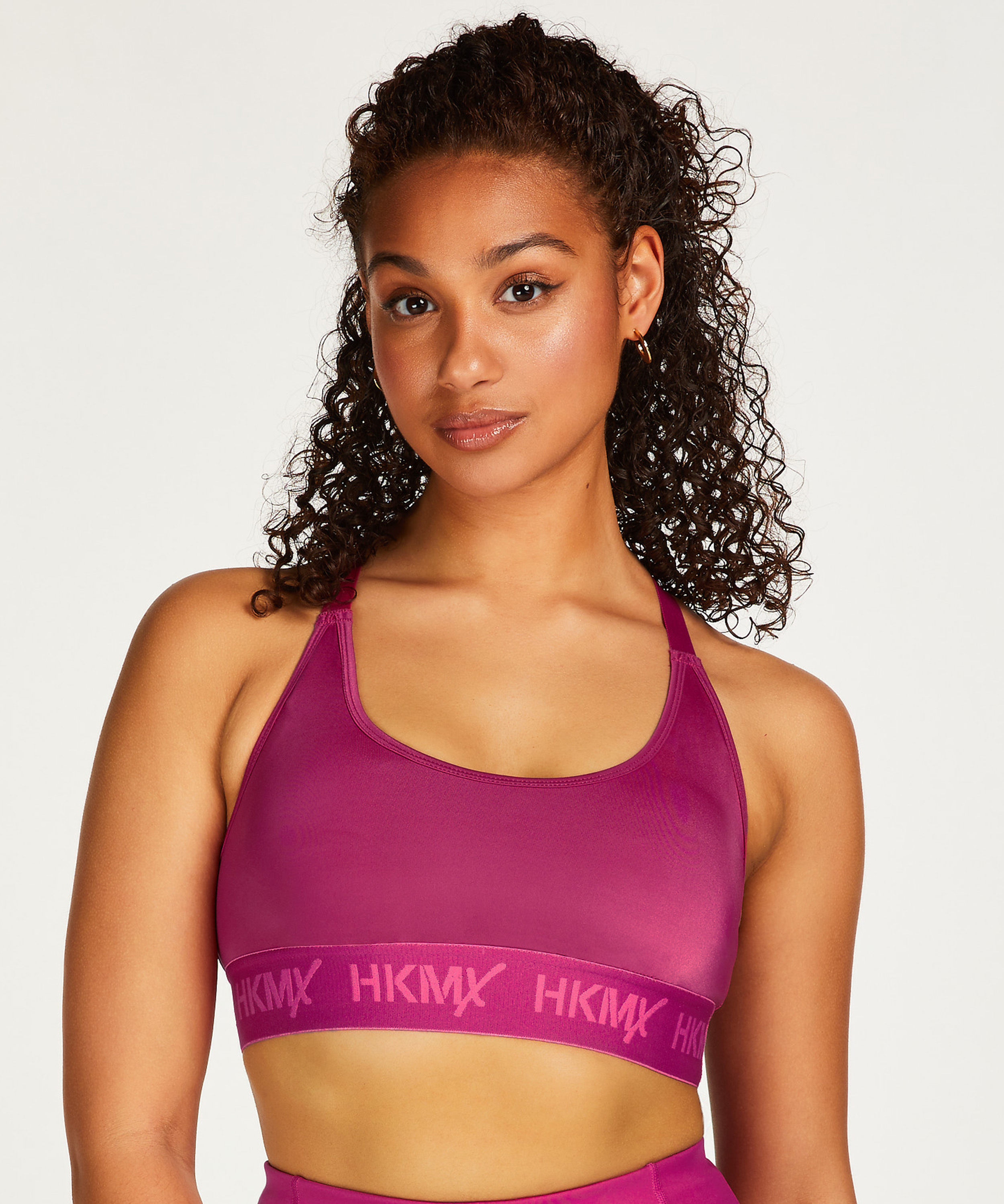 HKMX The Crop Logo Sports Bra Level 1, Pink, main