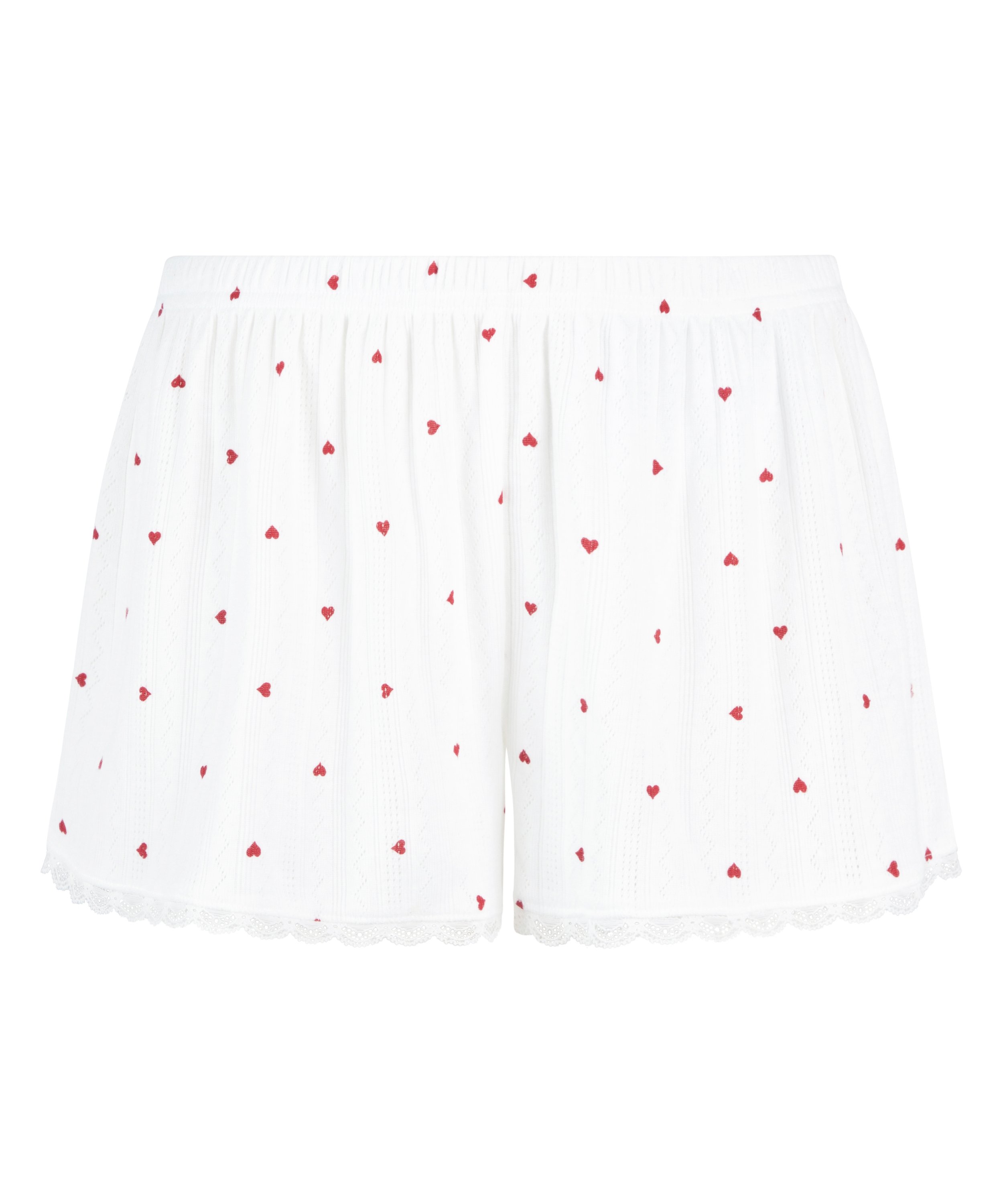 Pointelle Pyjama Shorts, White, main