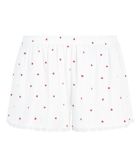 Pointelle Pyjama Shorts, White