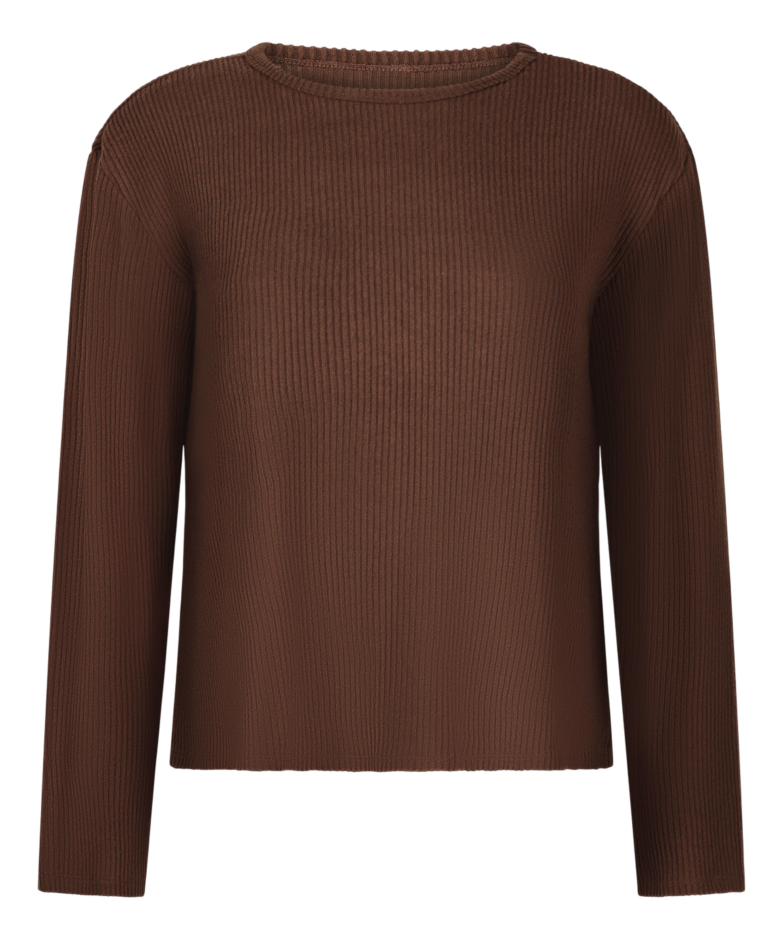 Jersey Long-Sleeved Pyjama Top, Brown