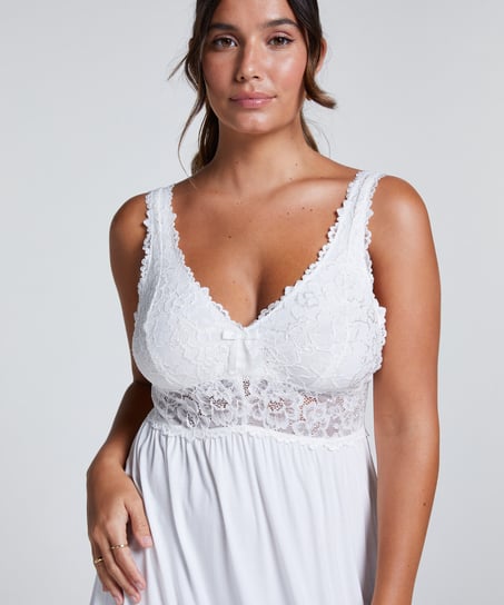 Nora Lace Slip Dress, White