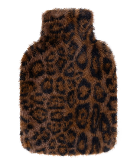Leopard Hot Water Bottle, Black