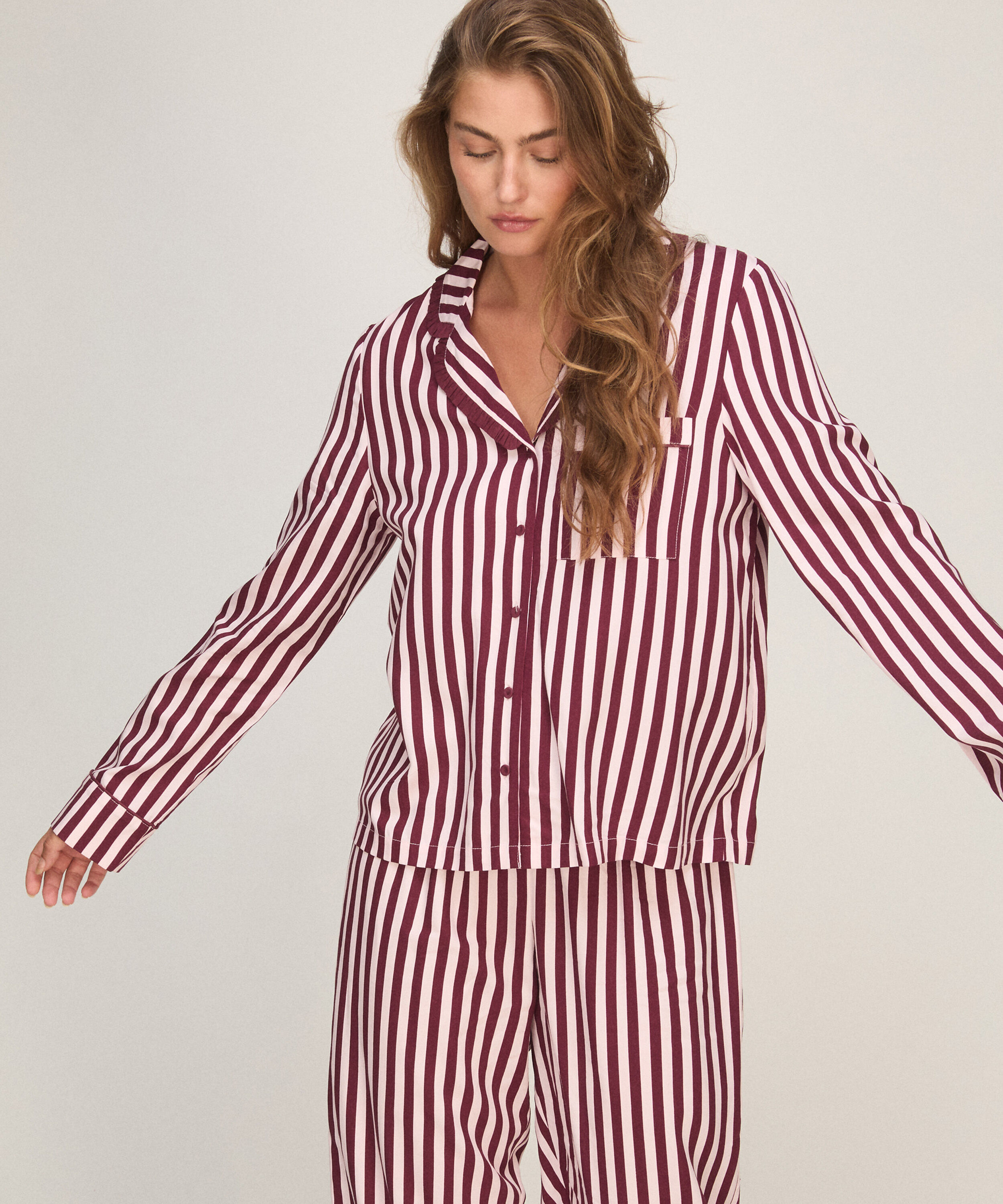 Pyjama Set Poplin Ruffle, Pink