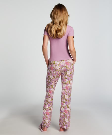 Henley Short Sleeved Pyjama Top, Purple