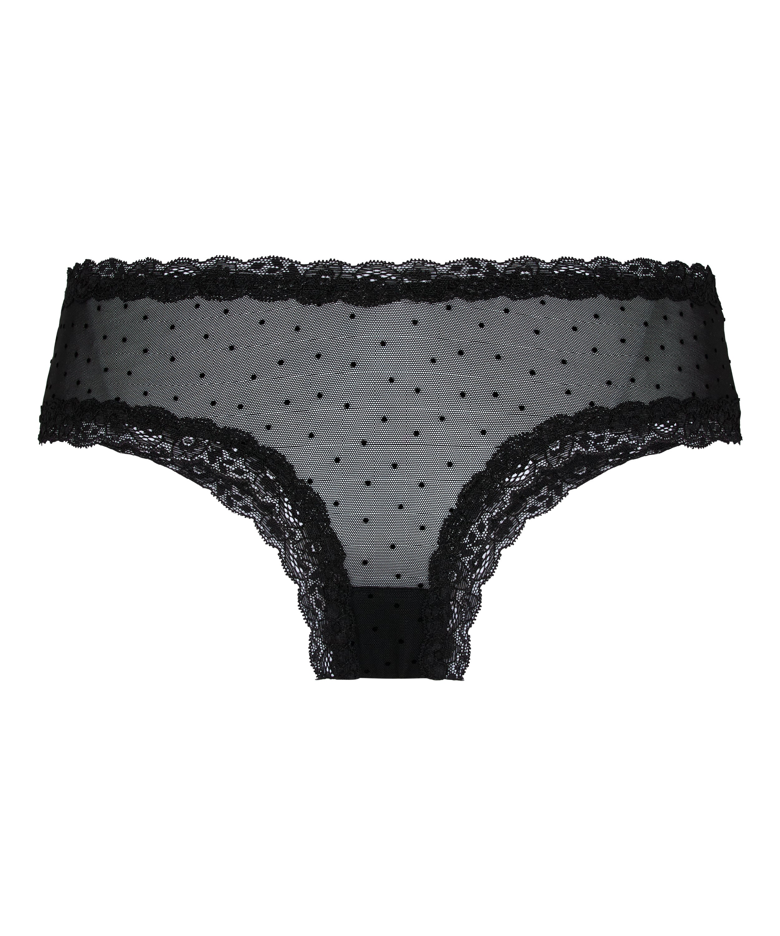 V-shaped Brazilian knickers mesh, Black, main