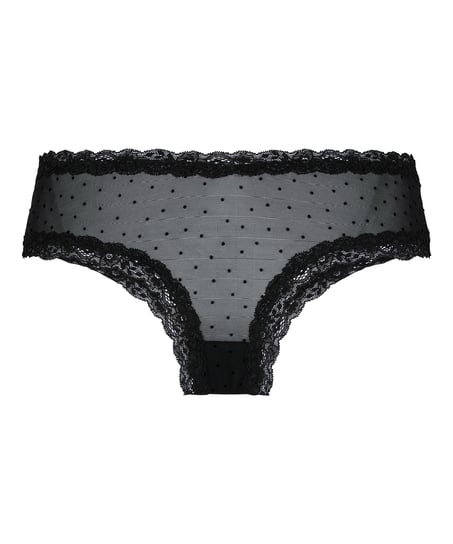 V-shaped Brazilian knickers mesh, Black