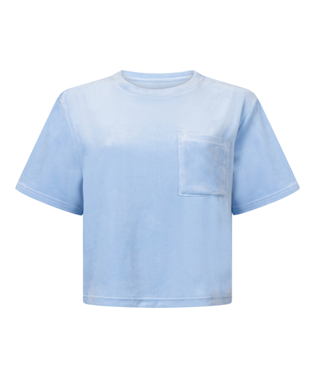 Top Velours Pocket, Blue