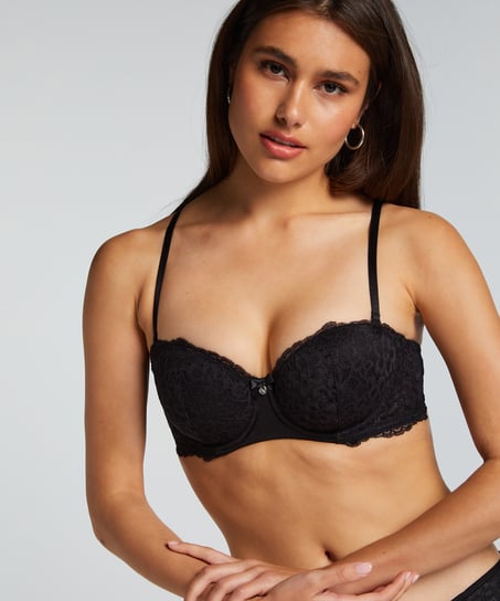 Marine Padded Underwired Strapless Bra, Black