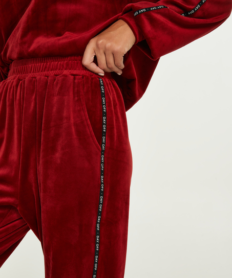 Loosefit Velour Jogging Bottoms, Red