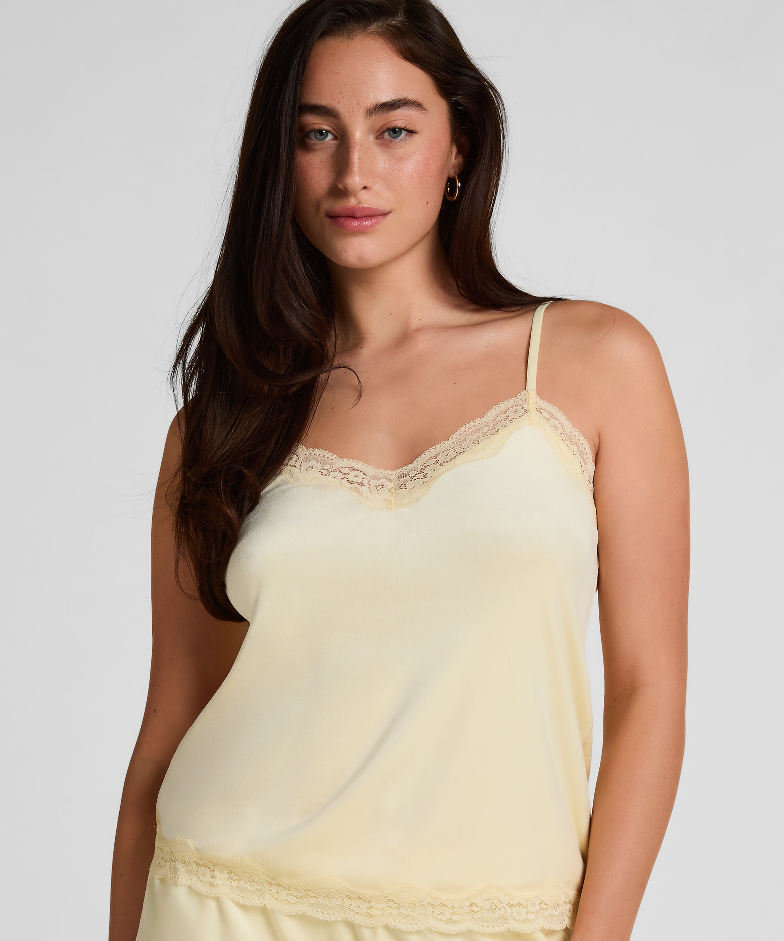 Velours Lace Cami Top, Yellow, main
