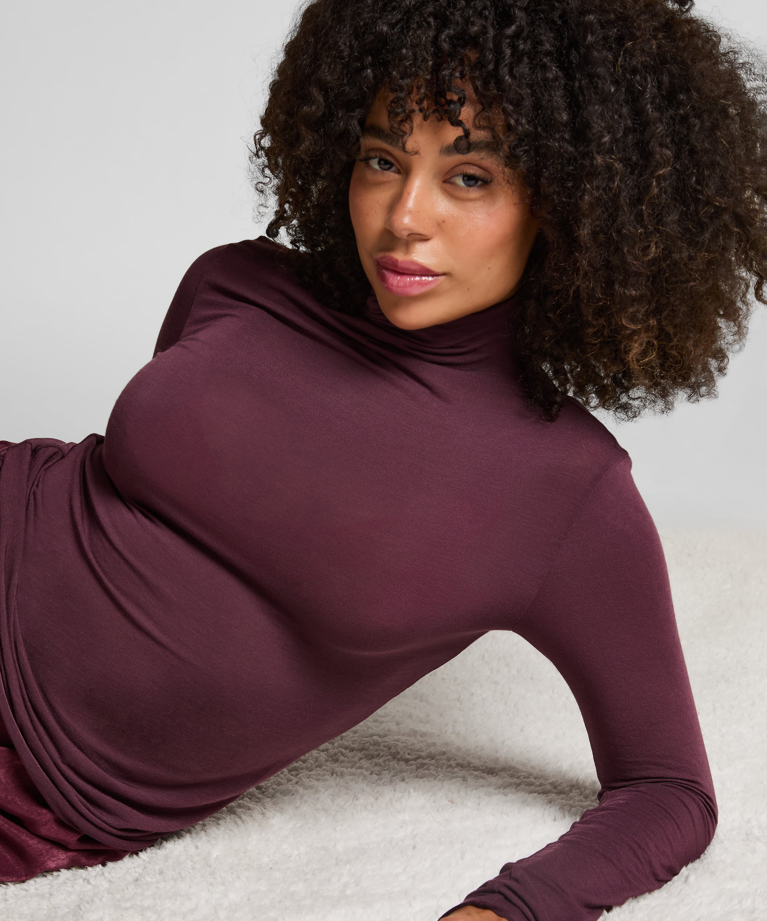 super soft Turtleneck Shirt with Cashmere, Purple, main