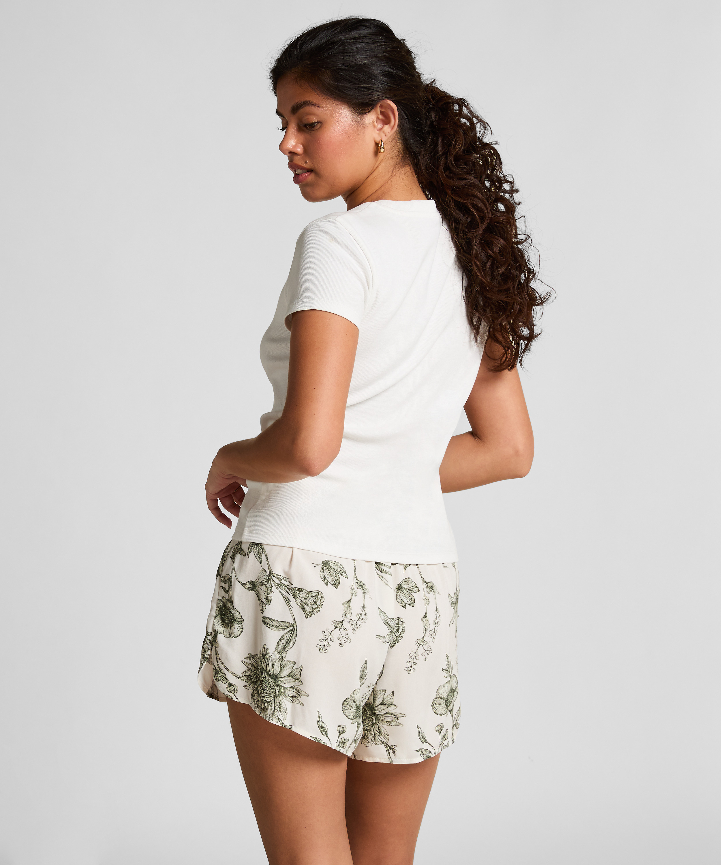 Pyjama Shorts, White, main