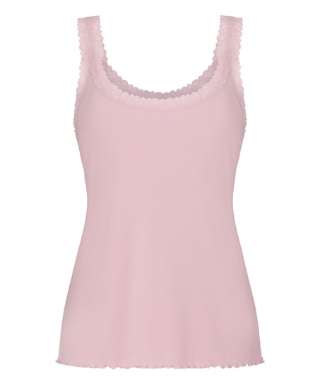 Singlet Rib Jersey Lace, Pink