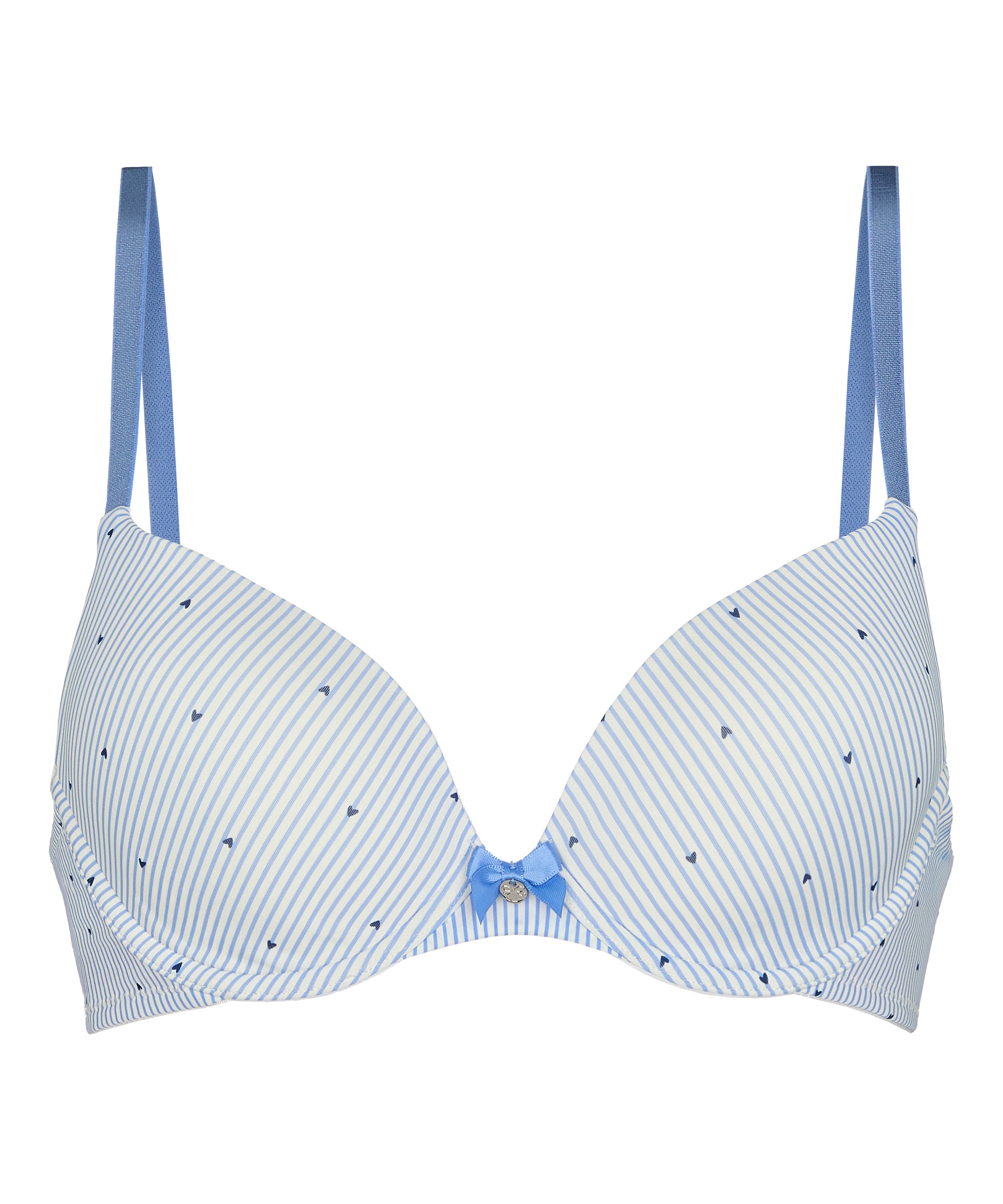 Plunge Padded Underwired Bra, Blue, main
