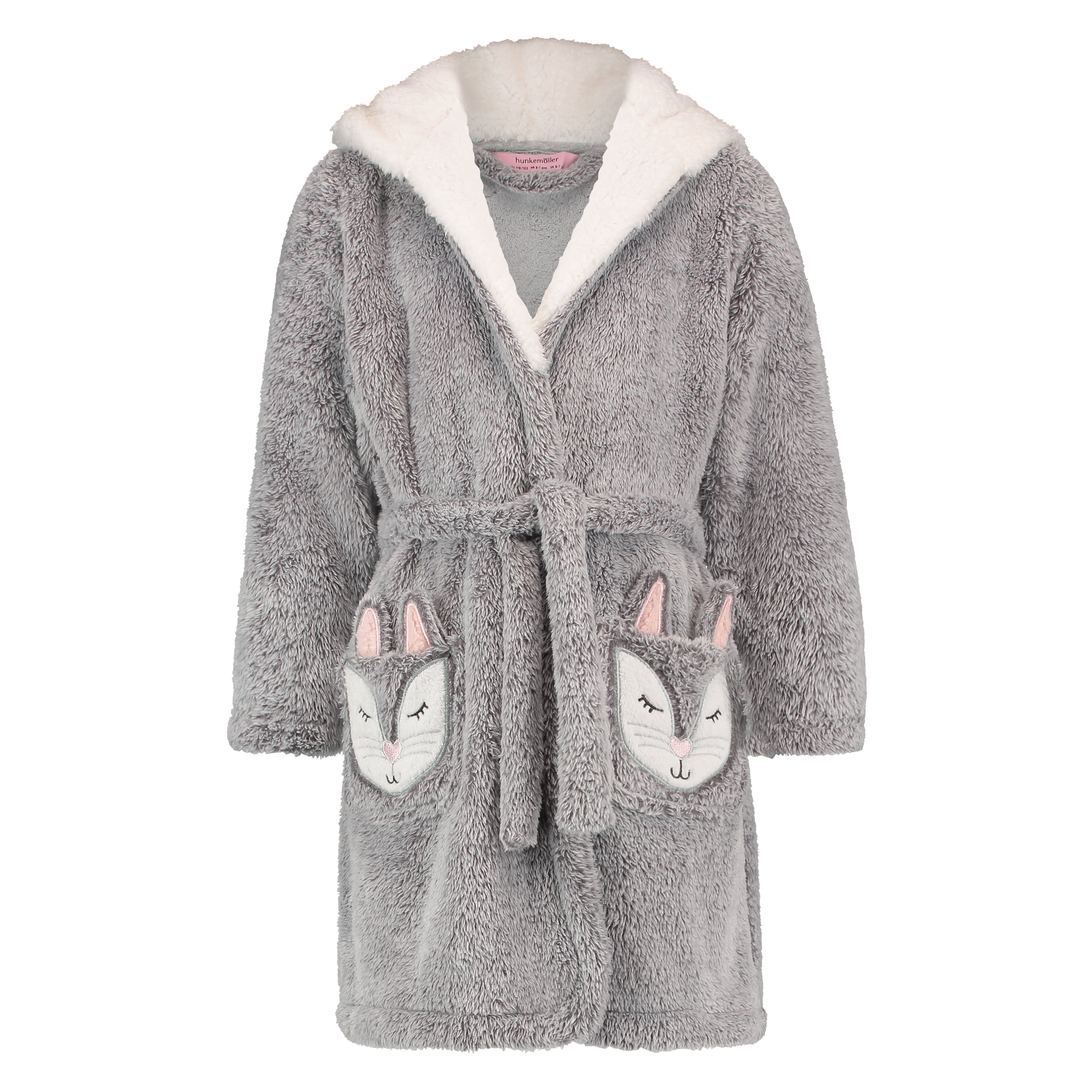 Kids Fleece Bathrobe, Gray, main