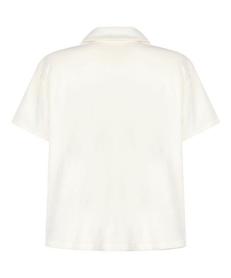 Towel Texture Button-Up Shirt, White