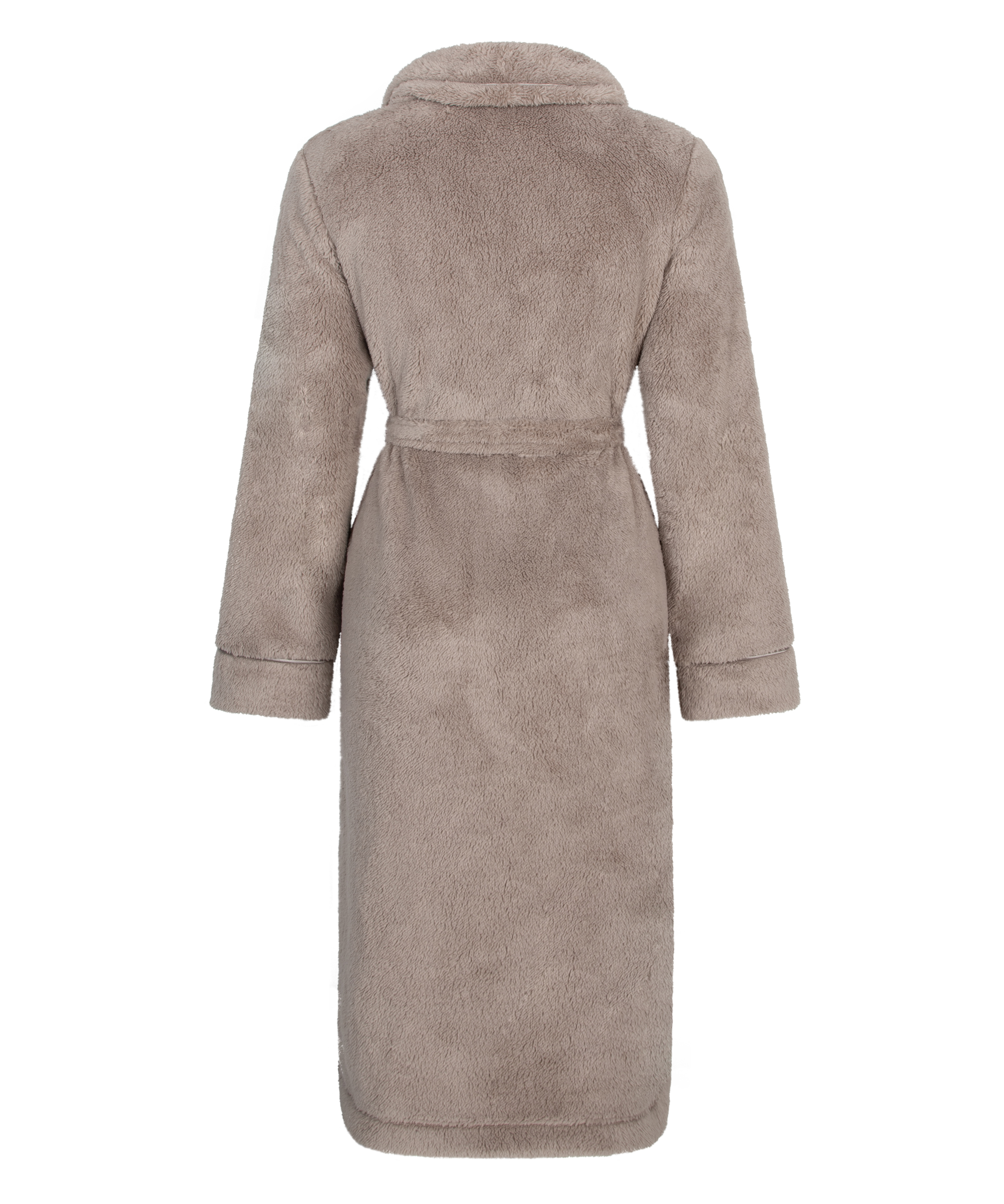 Long Fleece Bathrobe, Beige, main