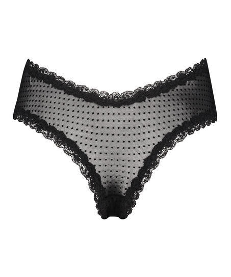 V-shaped Brazilian knickers mesh, Black
