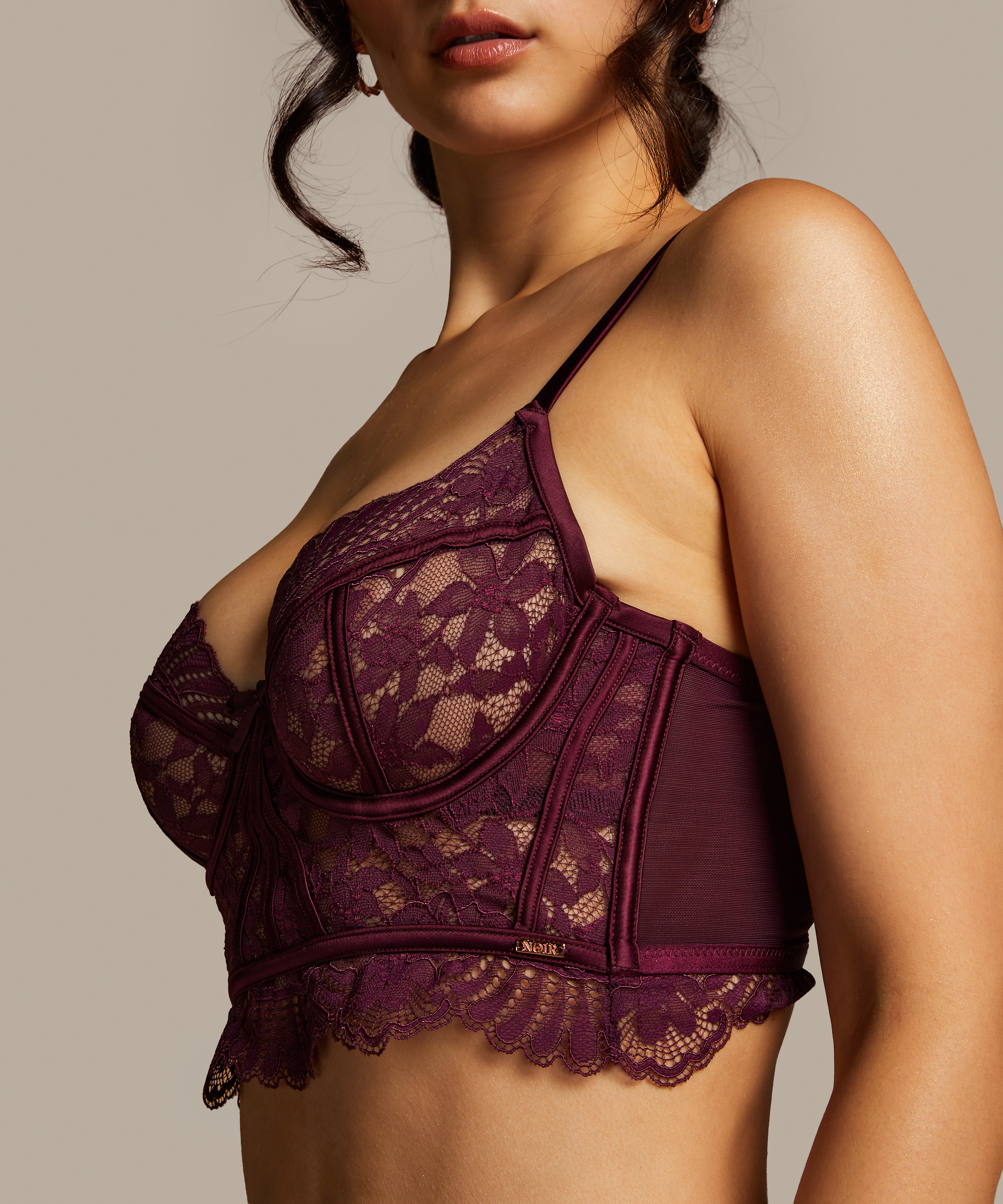 Jamie Non-Padded Underwired Longline Bra, Purple, main