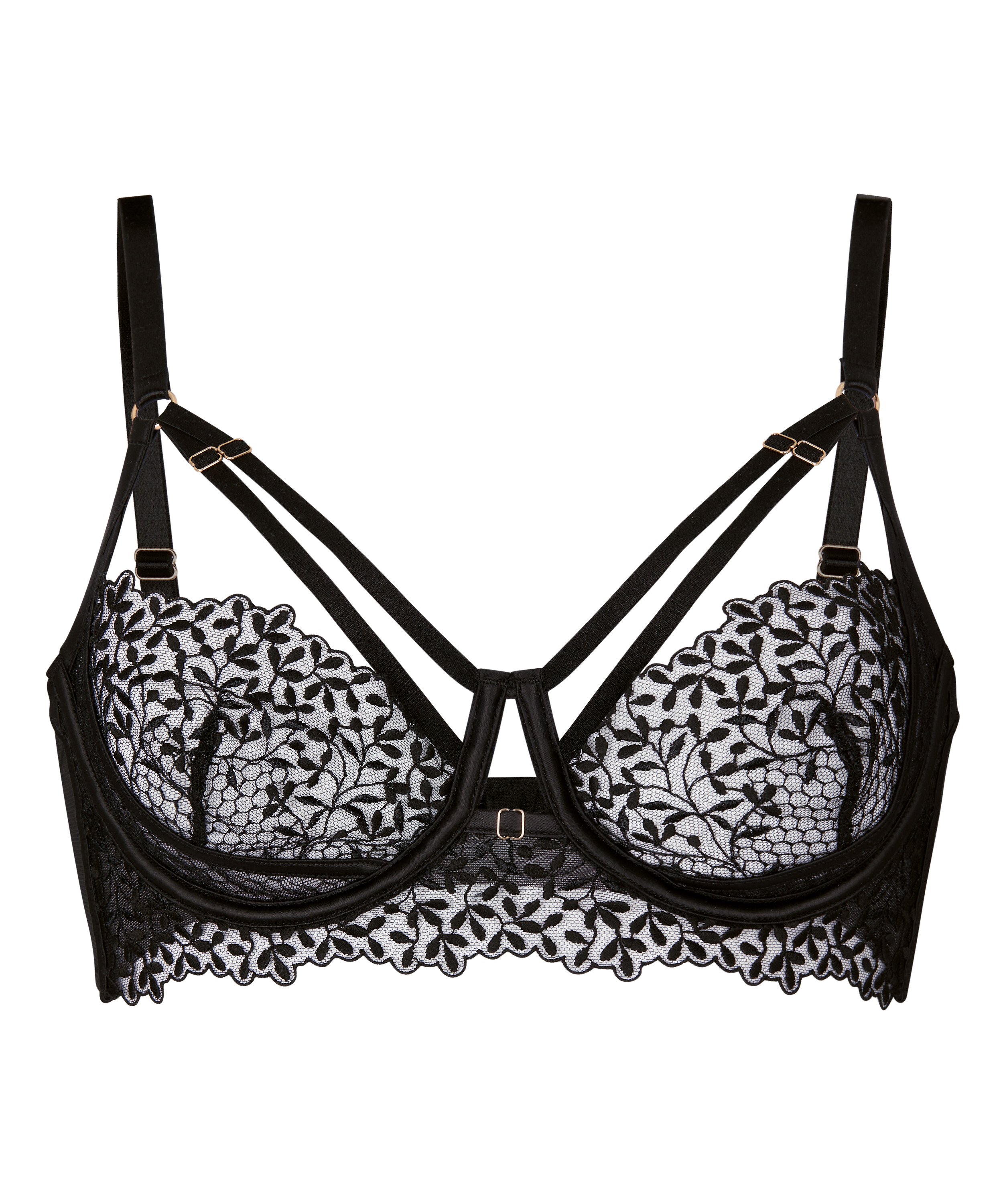 Kristina Non-Padded Underwired Longline Bra, Black, main