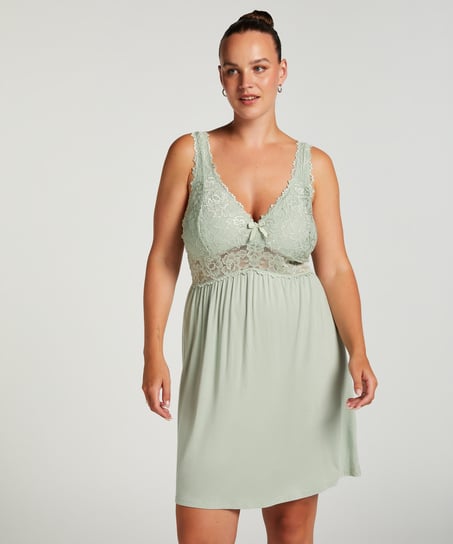 Nora Lace Slip Dress, Green