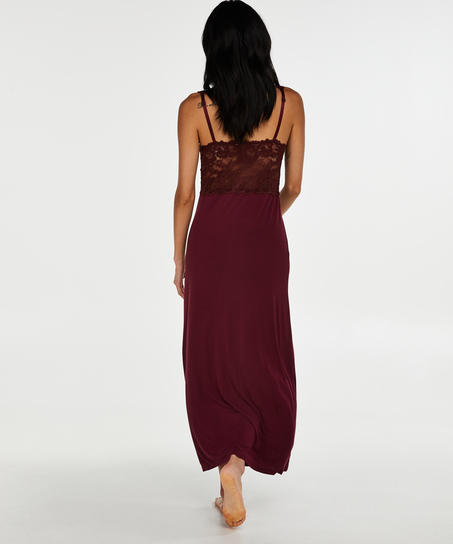 Long slip dress Modal lace, Red