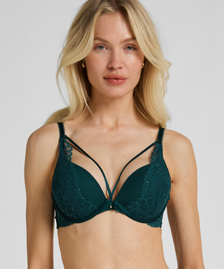Isadora Padded Underwired Push-Up Bra, Green