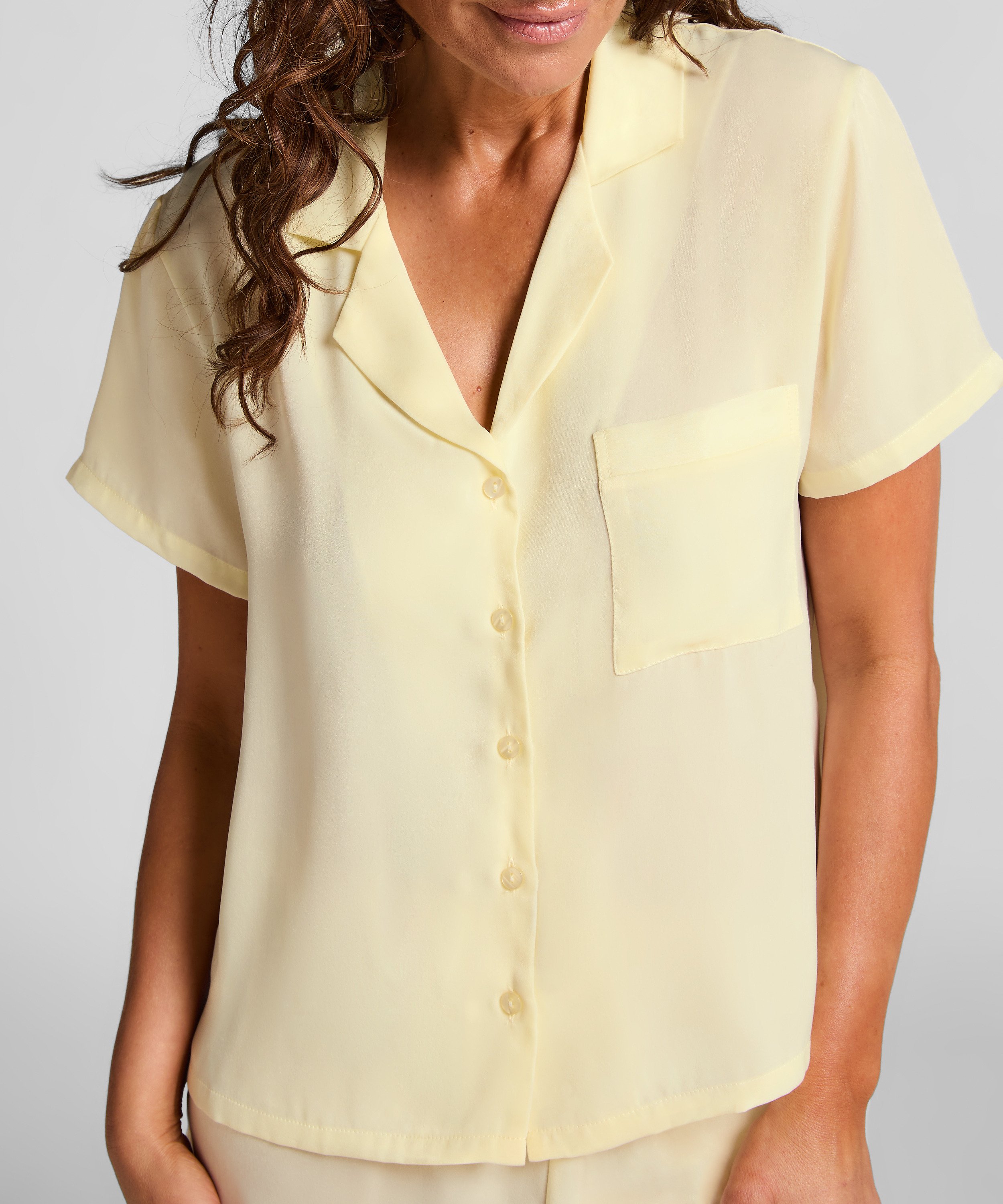Satin Short-Sleeved Jacket, Yellow, main