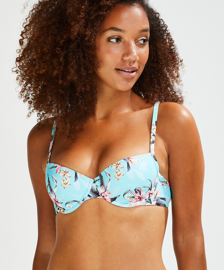 Bea padded underwired bikini top, Blue