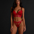 Occult padded longline push-up underwired bra, Red