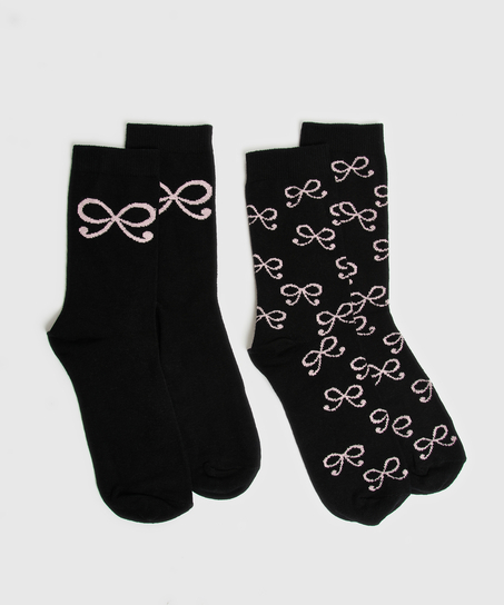 2 Pairs Cotton Socks, Gray