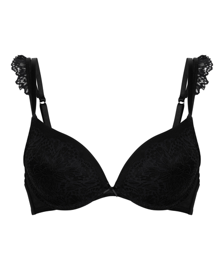 Posie Padded Underwired Push-Up Bra, Black