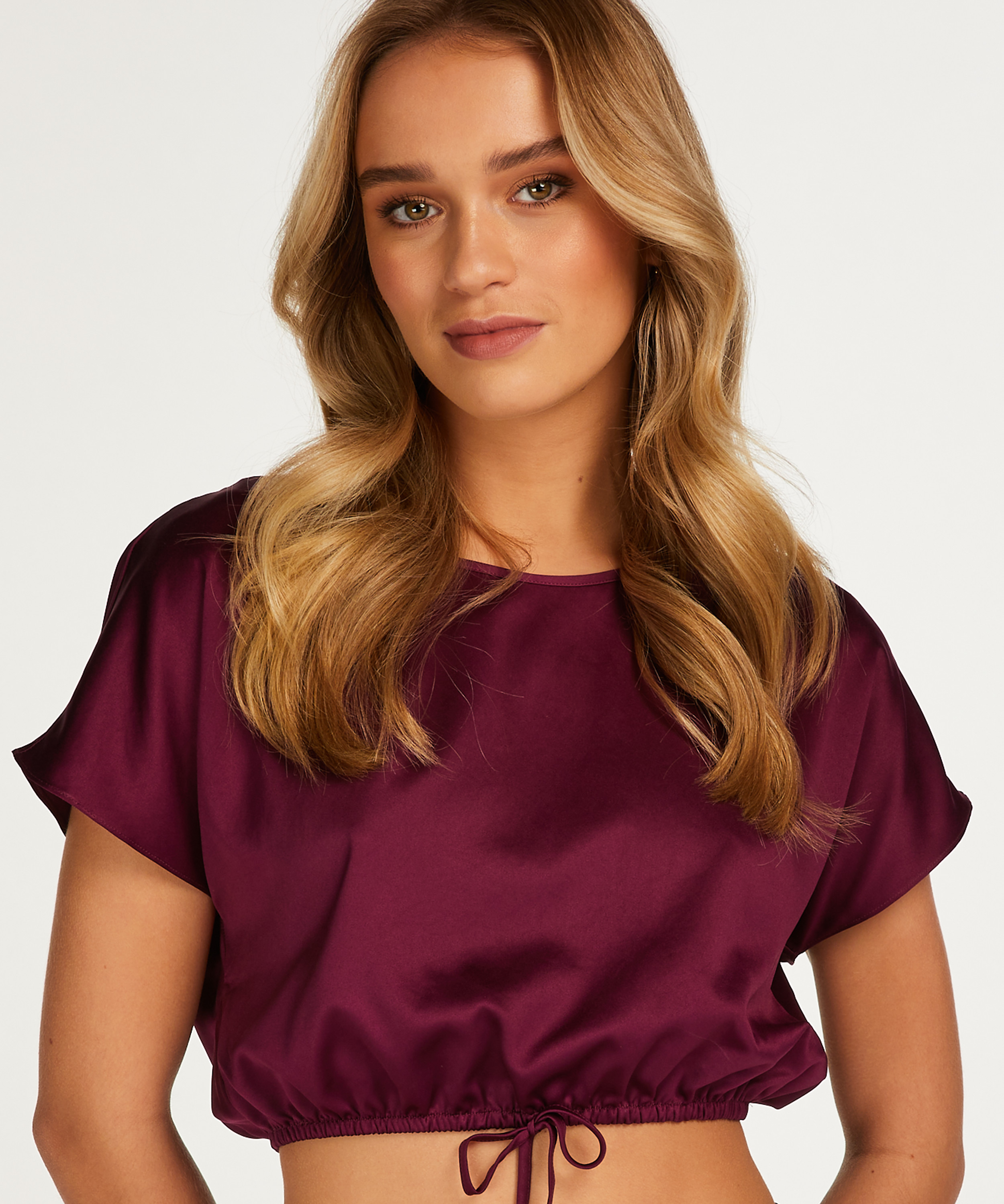 Cropped Top Satin, Purple, main