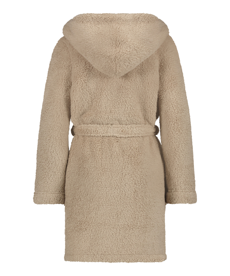 Fleece Bathrobe, Beige
