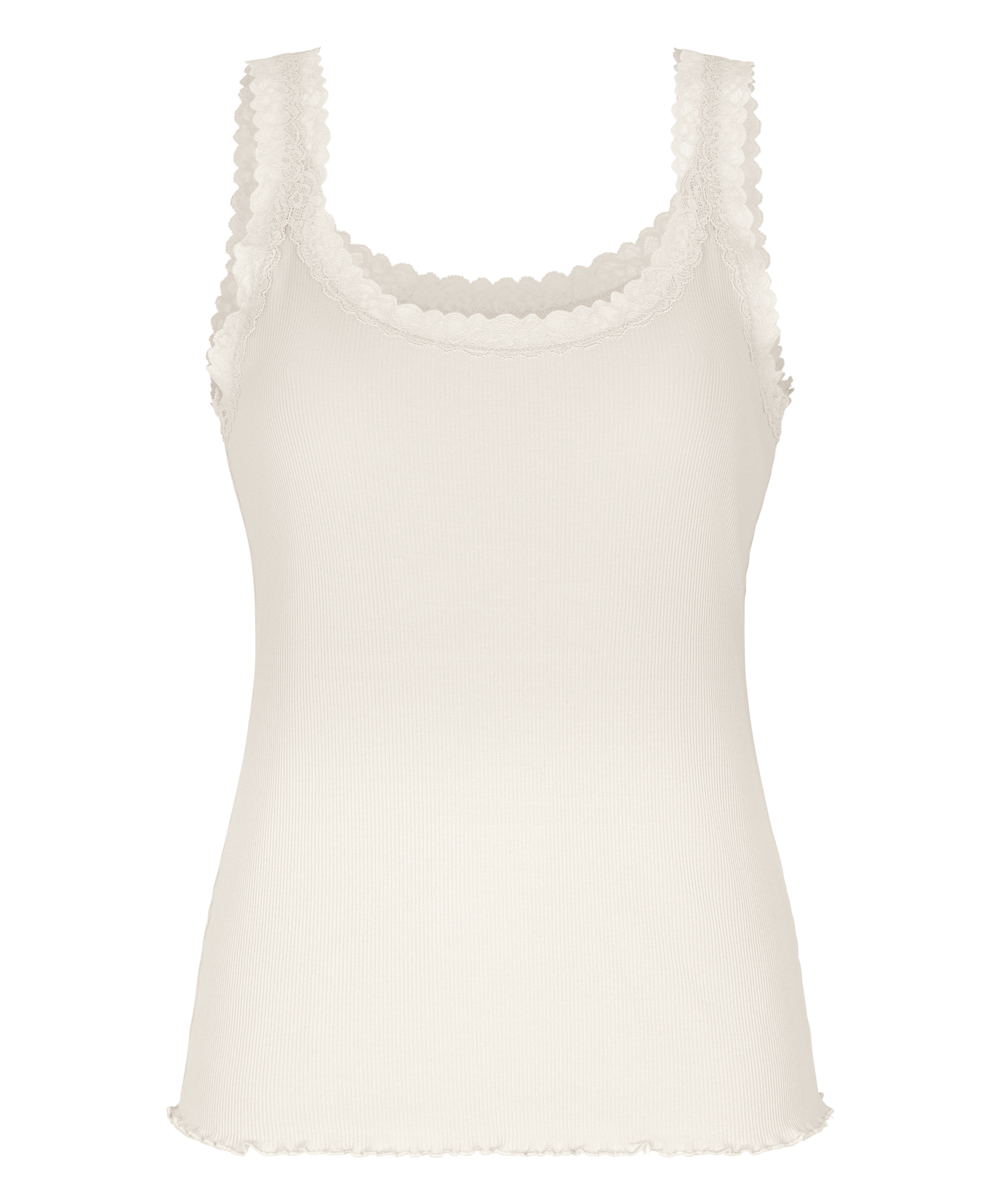Singlet Rib Jersey Lace, White, main