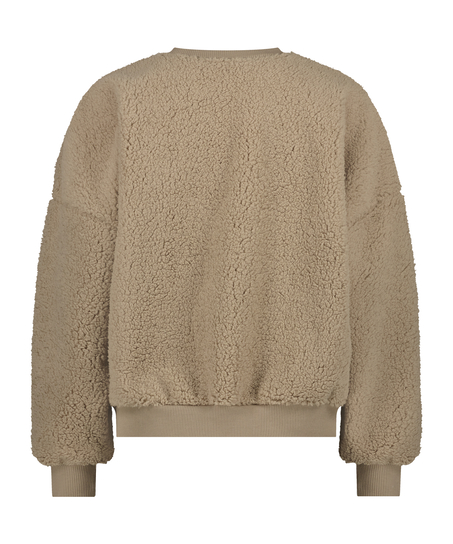 Teddy Fleece Top, Brown