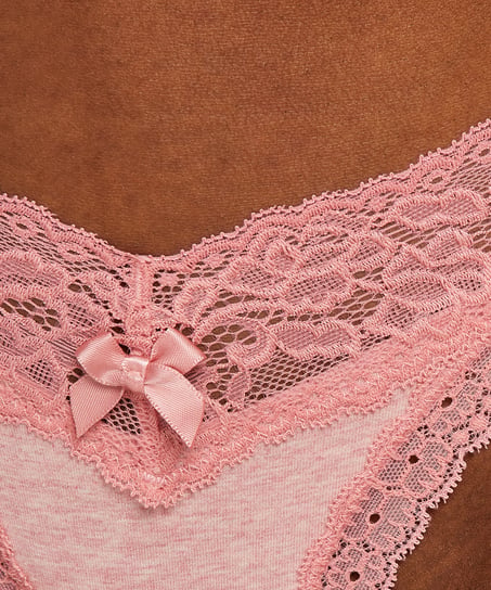 Cotton extra low thong, Pink