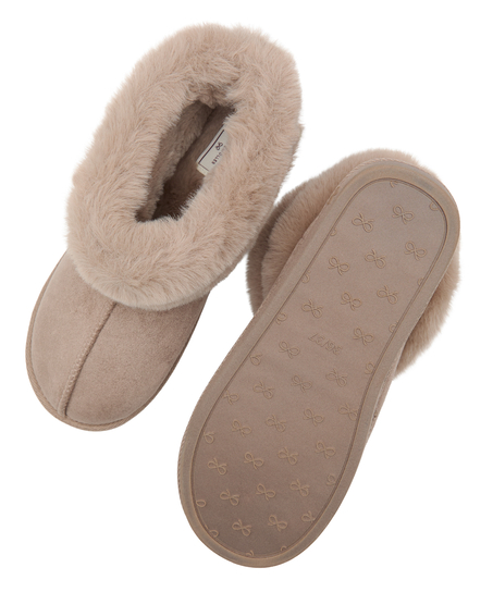 Slipper Boot Faux Suede, Beige